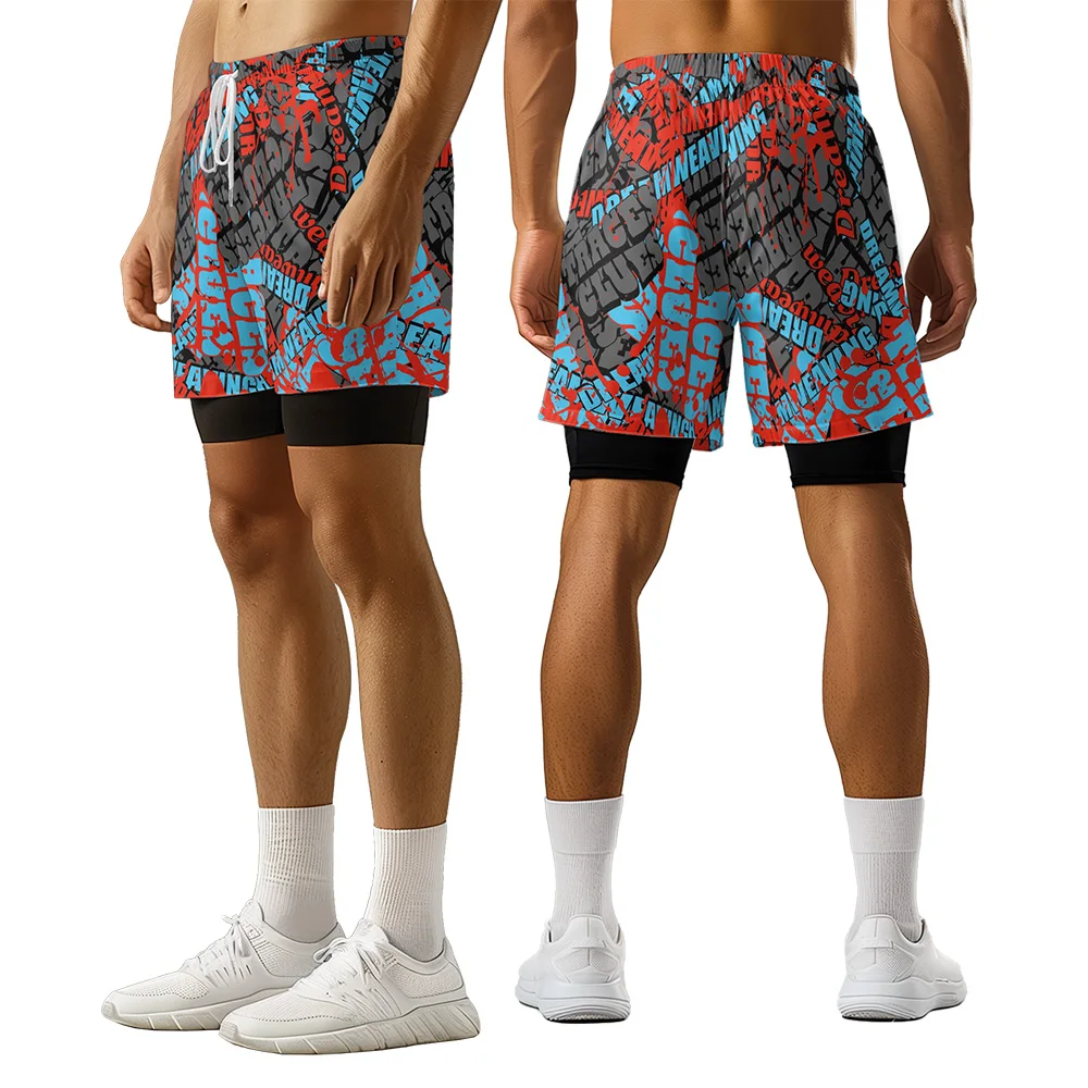 

Original design Graffiti of letters Summer 3D Advanced Print Casual trend Sports High Street basketball shorts men shorts