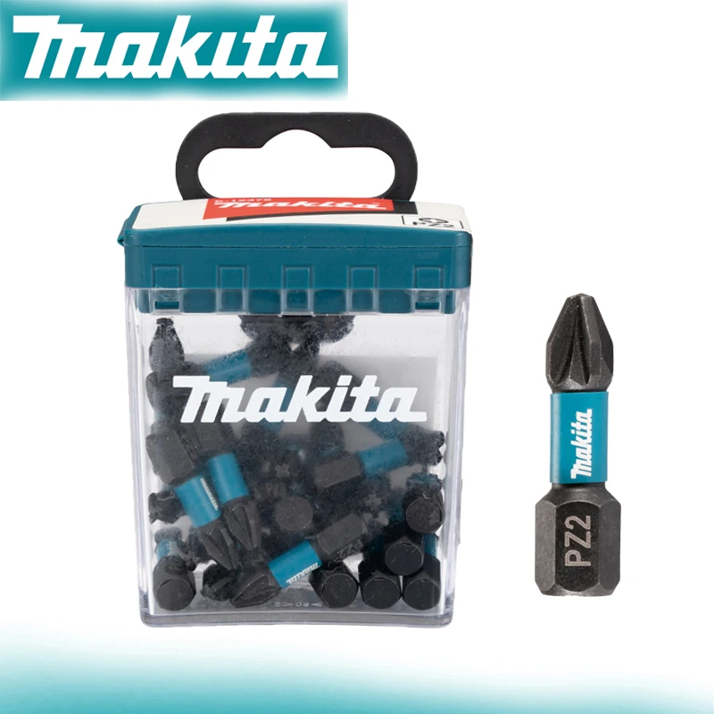 Makita E-12376 Impact Black PZ2 25MM C-Form Shank Widely Used Screwdriver Drill Bit High Hardness Power Tool Accessory 25 Pieces