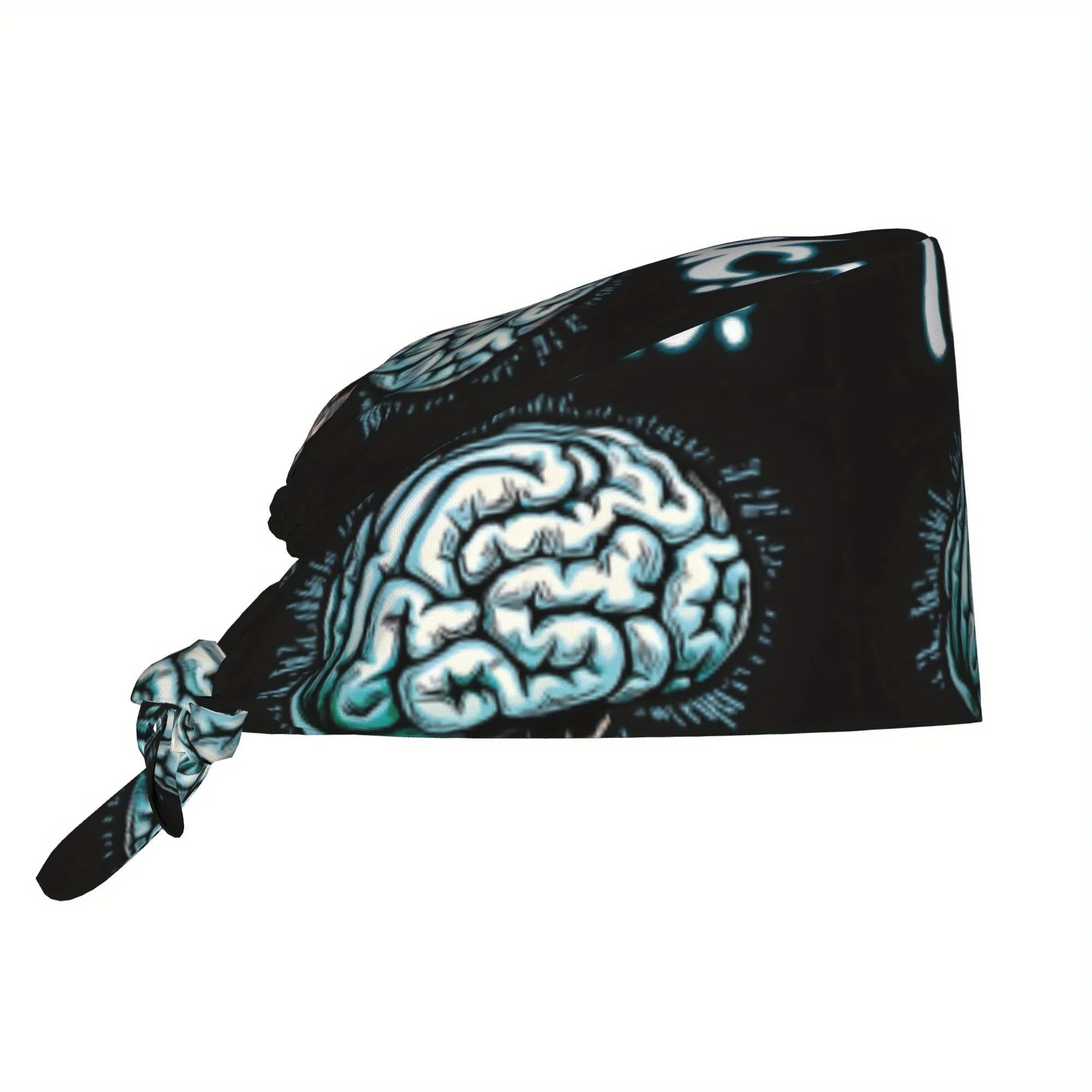 Brain Unisex Fashionable Printed Work Cap Lightweight Adjustable Skull Cap Suitable for Nurses Dustproof Chef Hat