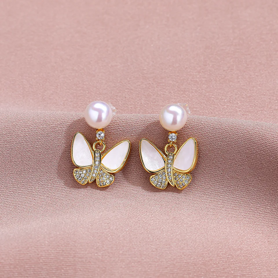 

Bilincolor Pearl Butterfly Earrings for Women