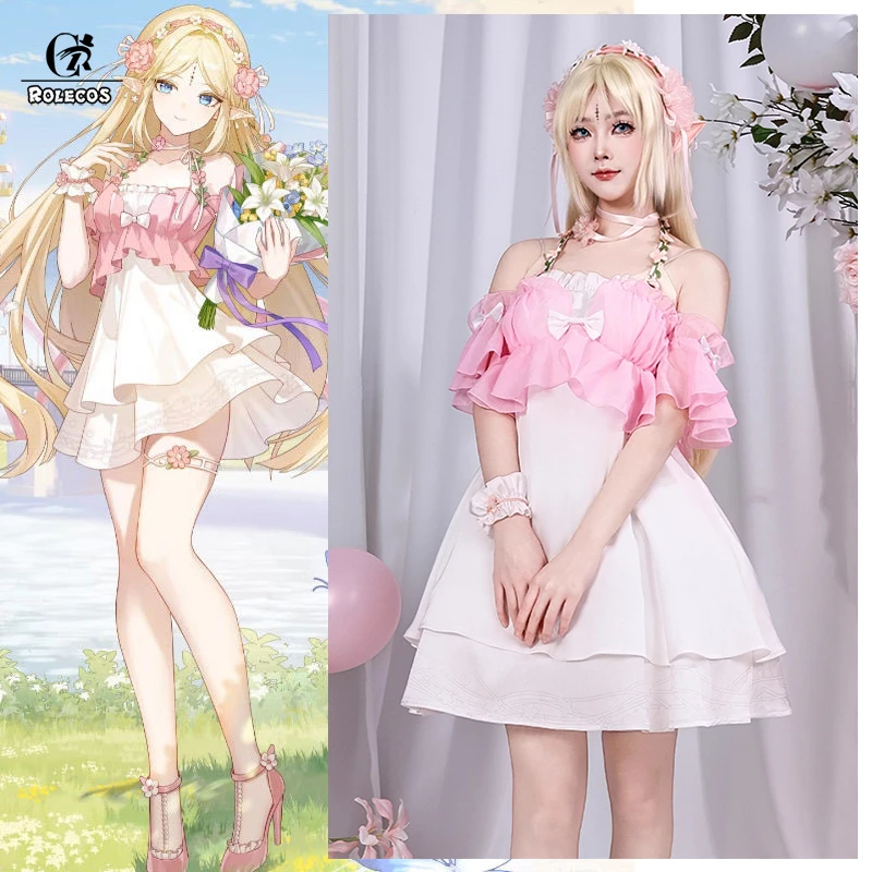 

ROLECOS игра Wuthering Waves Linkage Cartethyia косплей костюм элегантный розовый Cartethyia женское сексуальное платье наряд для вечеринки на Хэллоуин