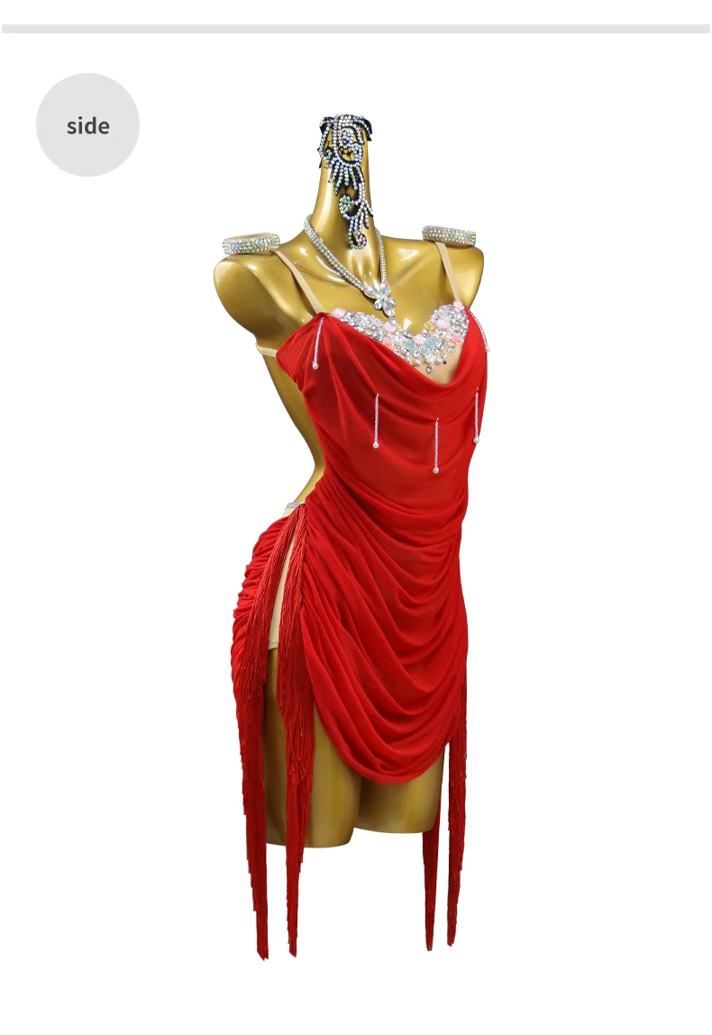 2026 Lateinamerikanisches Tanzkleid, Trainingskleidung, Damen, amerikanischer Rock, Bühnenkostüm für Tanzveranstaltungen und Wettbewerbe, Fransenanzug, sexy Mädchen, Bühnenkabarett – Detail 8