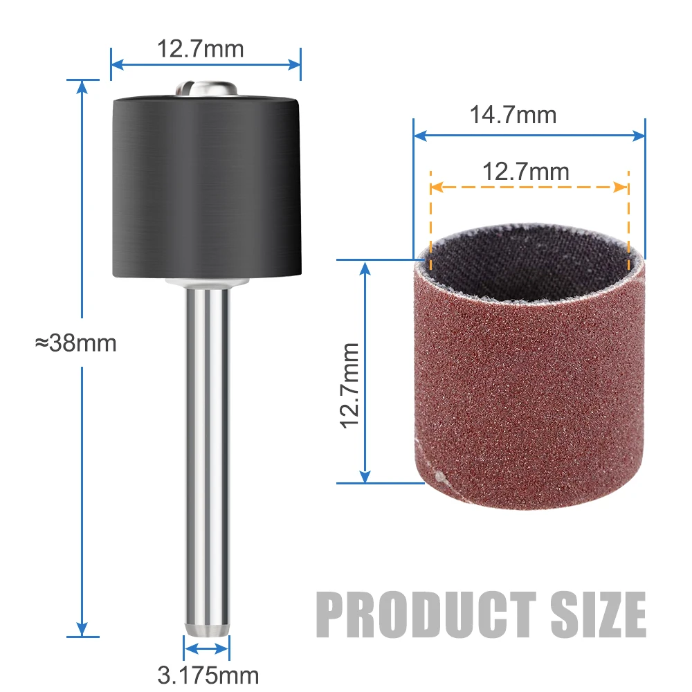 CMCP 12.7mm Sanding Drum Grit 80 100 120 with 1/8