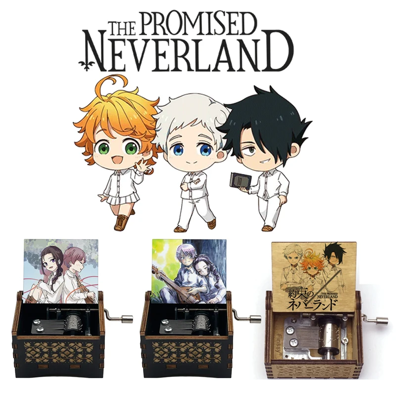 The Promised Neverland Engraved Vintage Wooden Music Box, Isabella's Lullaby Themed Song, Super Ideal Gift for Anime Fans