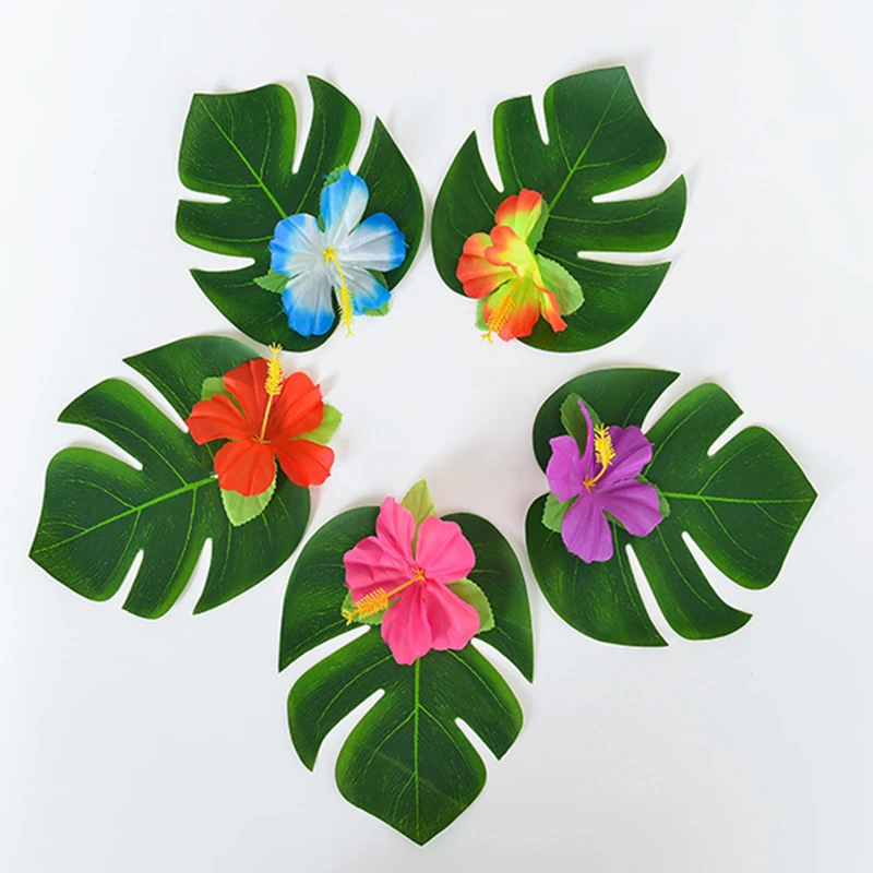 30pcs Artificial Hibiscus Flowers Colourful Hawaiian Table Decor Centrepiec Home Spring Summer DIY Garland Fake Flower