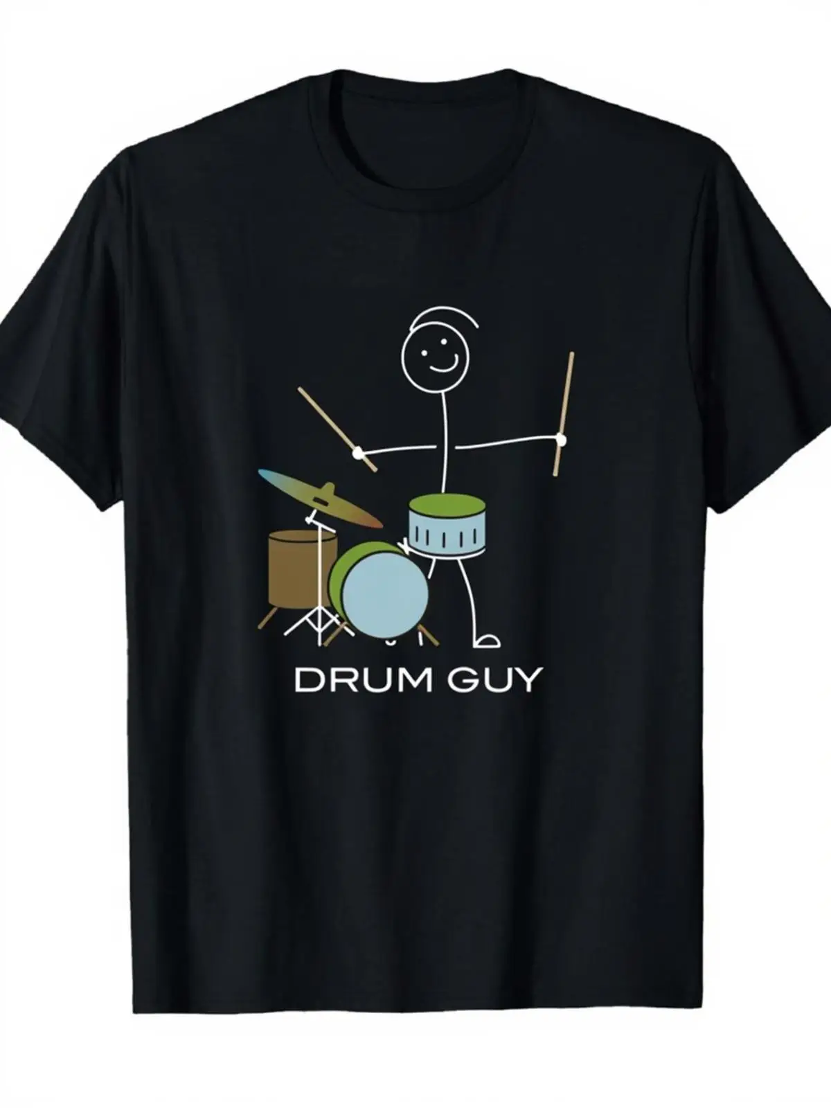 Drummer Stick Figure Design for Music Enthusiasts, Print T-Shirt Suitable for Everyday Casual Wear, Party, And Leisure Outfits.