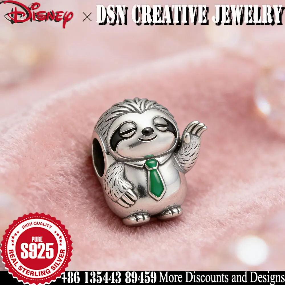 DSN 925 Fascino In Argento Disney Zootopia Flash le Bradipo perline per il braccialetto a catena del serpente cartone animato carino Fascino da donna Gioielli di lusso Regalo