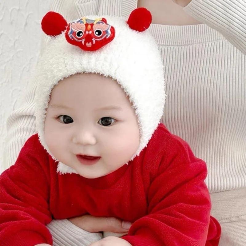 Baby hat, autumn and winter ear protection hat, red New Year ear bag hat, cute and super cute baby hat