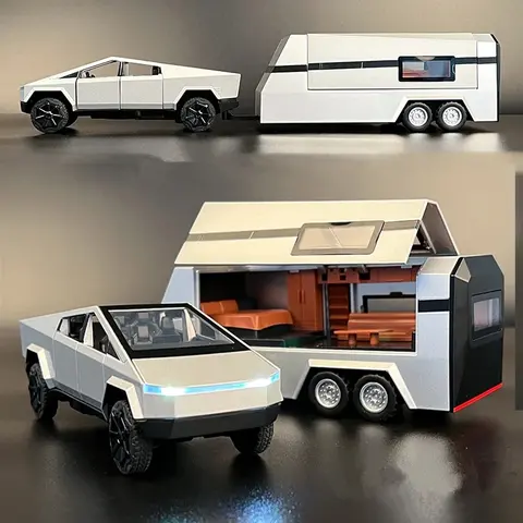 1:32 Cybertruck Toys Pickup Trailer Legeringsbilmodell Gjuten Metall Leksaks Terrängfordon Lastbilsmodell Ljud & Ljus Barnpresenter Pojke 10 best sales 1 styckgjuten lastbil i skala 32 - №6