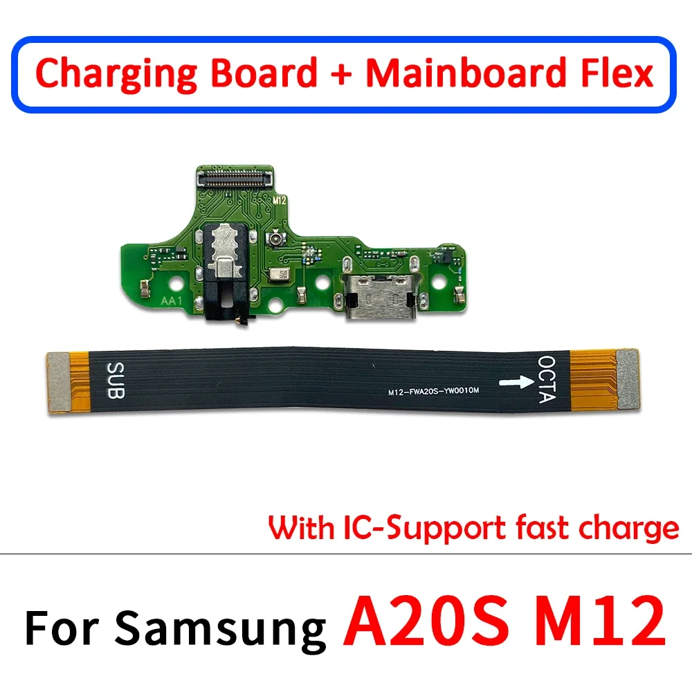 USB With Micro Charging Port Charger Dock Flex Cable With IC Microphone Board For Samsung A10 A10S M15 M16 A20S M12 M14