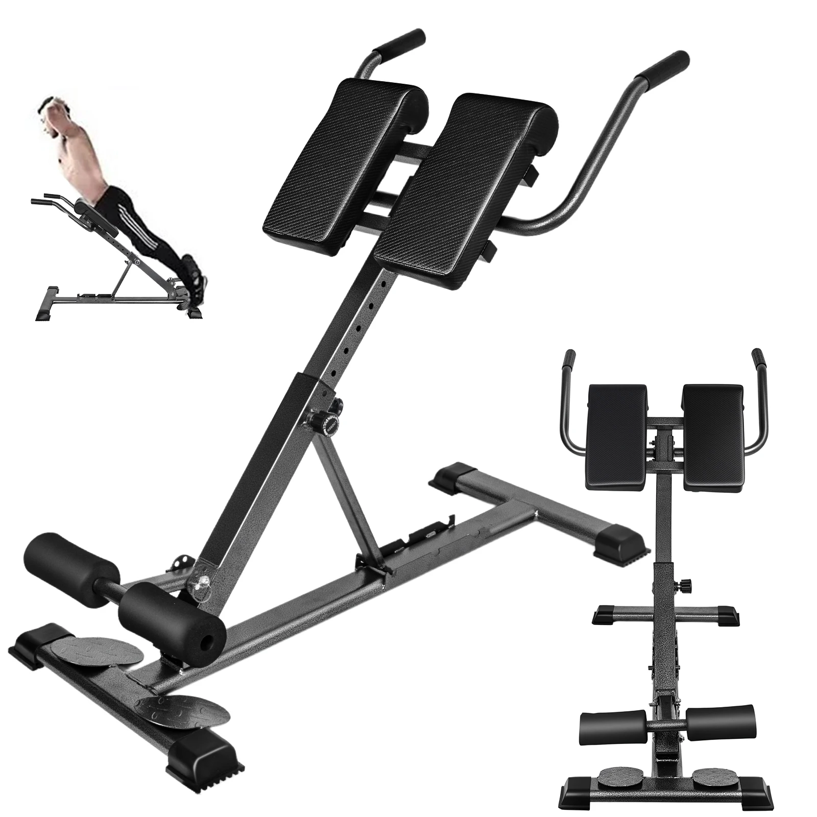 Rückenstrecker Rückentrainingsbank mit Verstellbarer Höhe und Neigungswinkel, Faltbares Fitnessgerät, Vielseitiges Trainingsgerät, Workout-Gewichtsbank