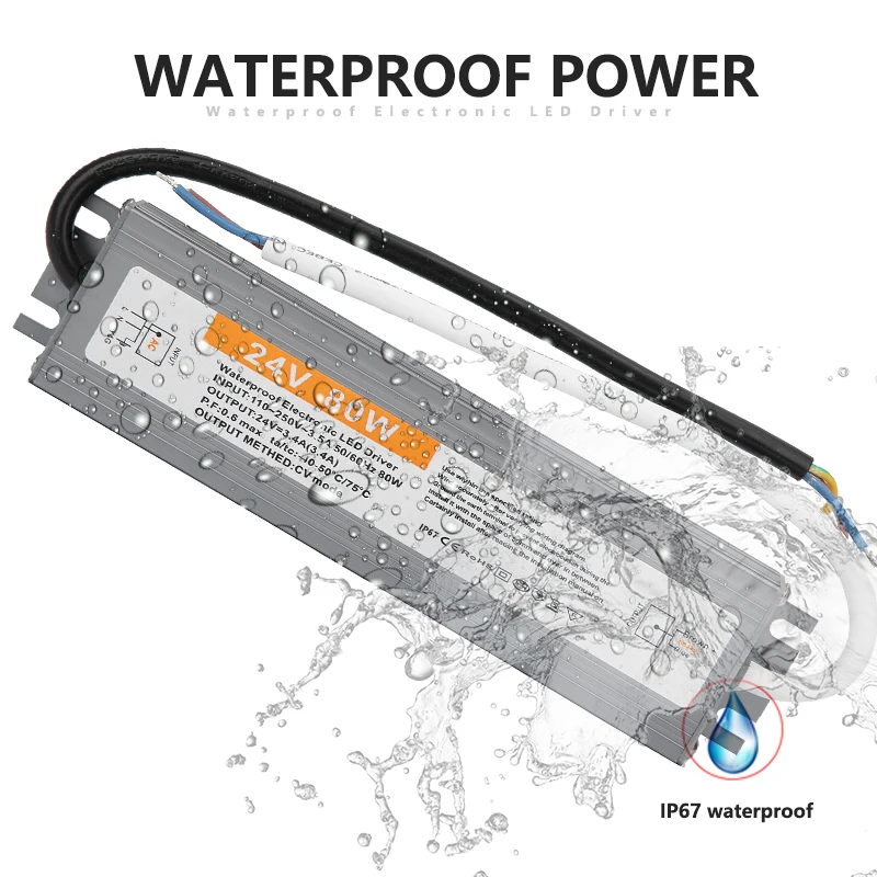 Alimentatore interruttore a tensione costante Driver LED elettronico impermeabile 110-250V AC-DC 24V 80W 3.4A convertitore trasformatore di