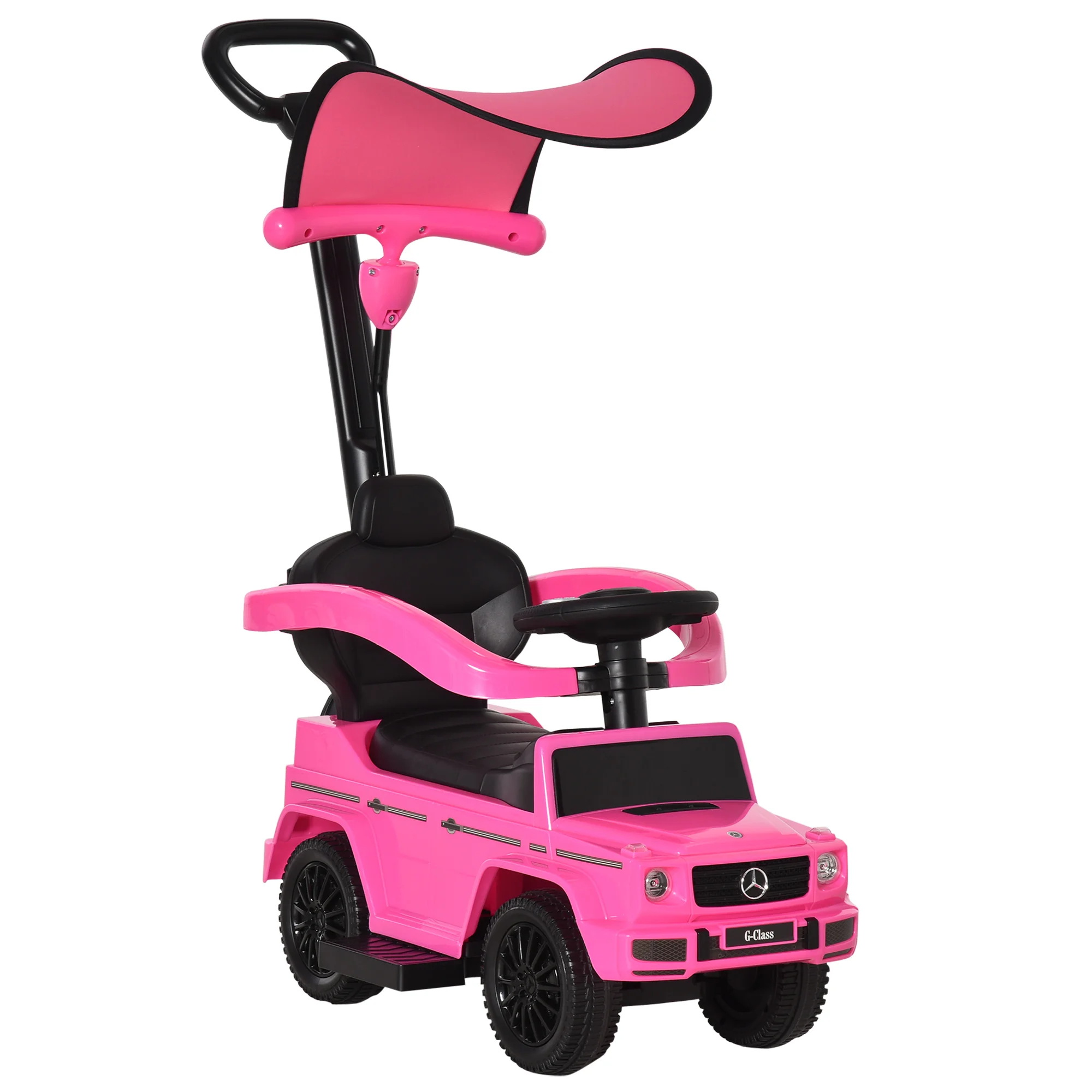 Homcom Wagon pour enfants de 1 à 3 ans avec licence Mercedes G350 capot amovible et main courante 85.5X40.5X95 cm rose