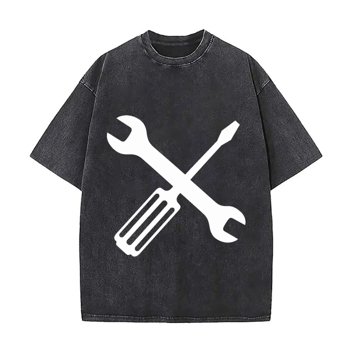 What Fix Stuff Know Things Wrench Screwdriver Dad Vintage Distressed Loose Streetwear Tops for Campus Days