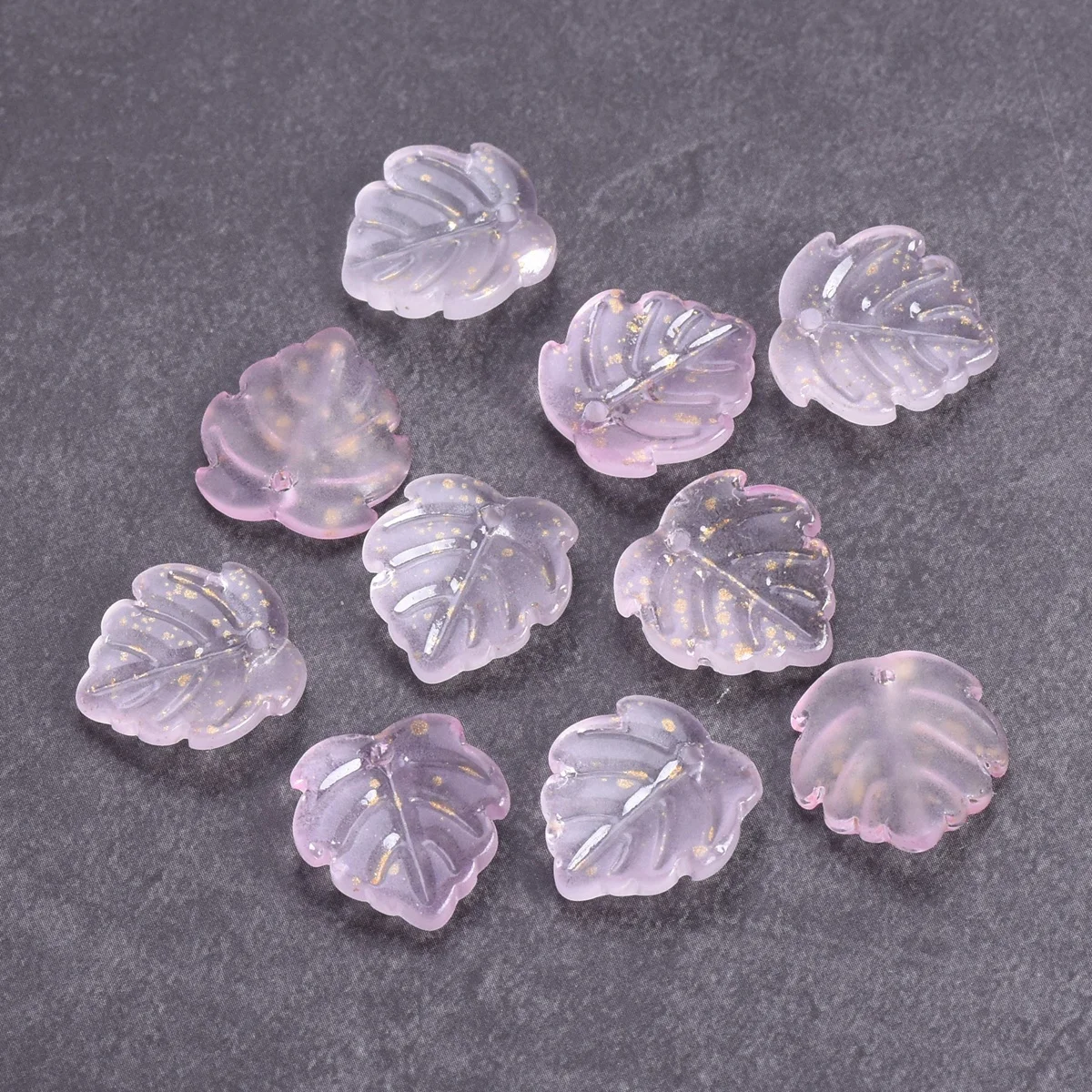 Pétale en verre cristal en forme de cuir chevelu, perles artisanales au chalumeau, boucle d\'oreille, bijoux de bricolage exécutif, 15x14mm, 10 pièces