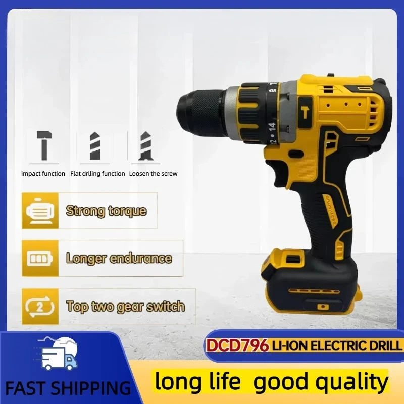 DCD796 2000RPM Cordless electric drill Brushless Adjustable Speed Impact Hand Drill Rechargeable Power Tools Fit Dewalt battery