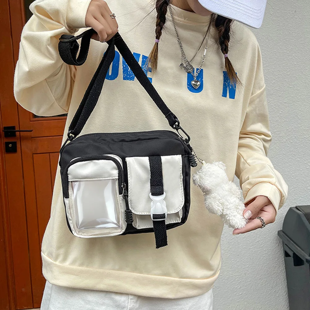 Student Fashion Cross-body Purse Vintage Transparent Panel Unique Transparent Card Slot For Quick Access Weekend Outing