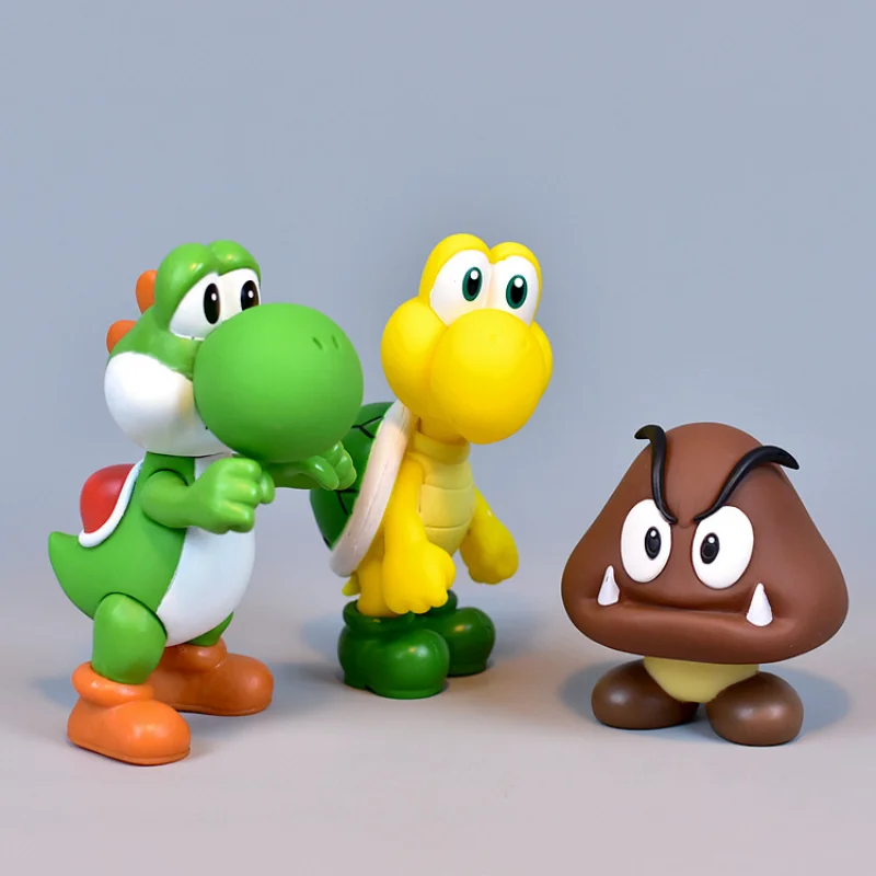 Super Mario Bros Spielzeug Cartoon Mario Luigi Yoshi Pfirsich Prinzessin Bowser Anime Figuren PVC Action Modell Kinderspiel zeug Geburtstags