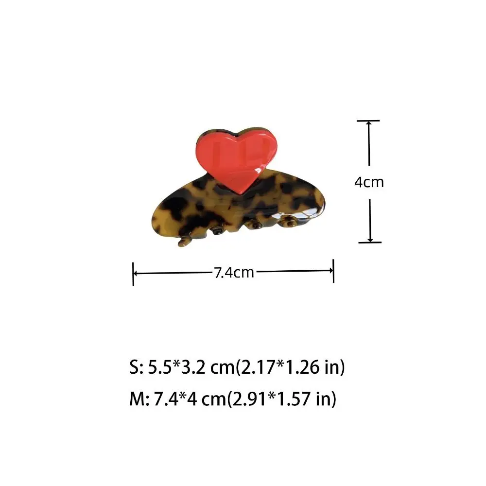 여성용 크리에이티브 아세테이트 헤어 클로 클립, 러브 헤어 액세서리, 머리 장식 머리핀