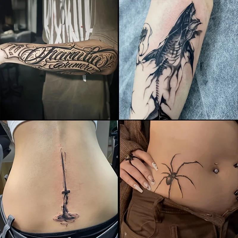 

4 больших травяных тату-наклеек, прочные от 7 до 15 дней, водонепроницаемые и износостойкие, с реалистичным эффектом.