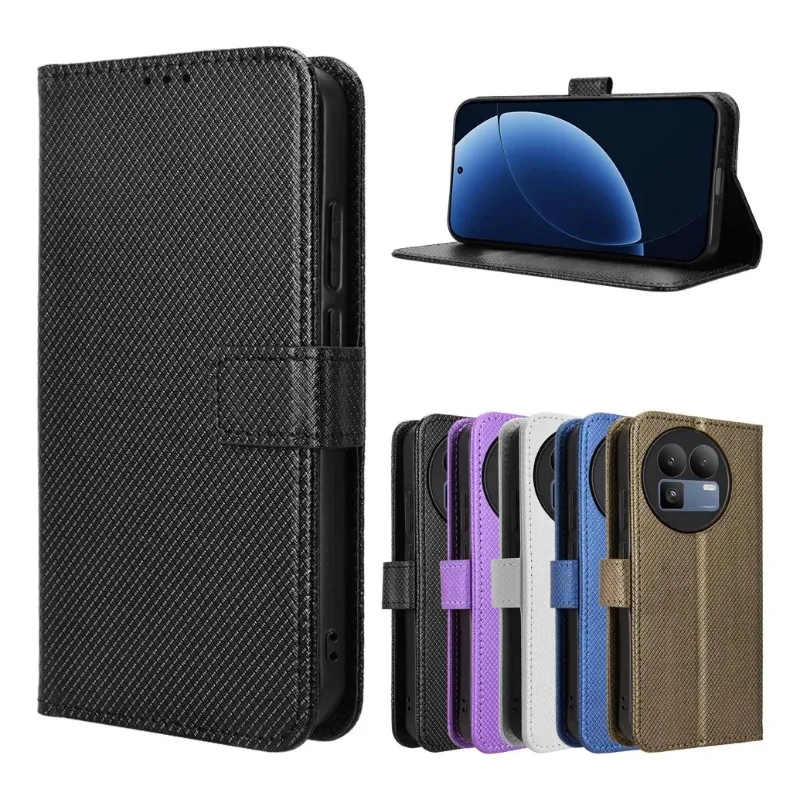 Skinlee Flip Leather Case For Realme GT8 5G Solid Color Wallet Magnetic Holder Cover Funda For Realme GT8 5G Shell