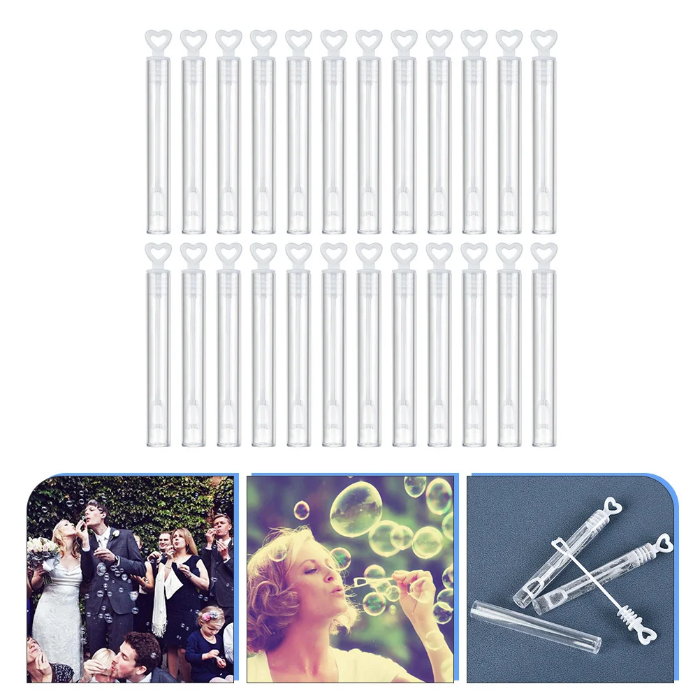24 قطعة من أعواد الفقاعات القلب القابلة لإعادة الملء، منفاخ فقاعات صغيرة خفيفة الوزن محمولة للأنشطة الخارجية لحفلات الزفاف #2