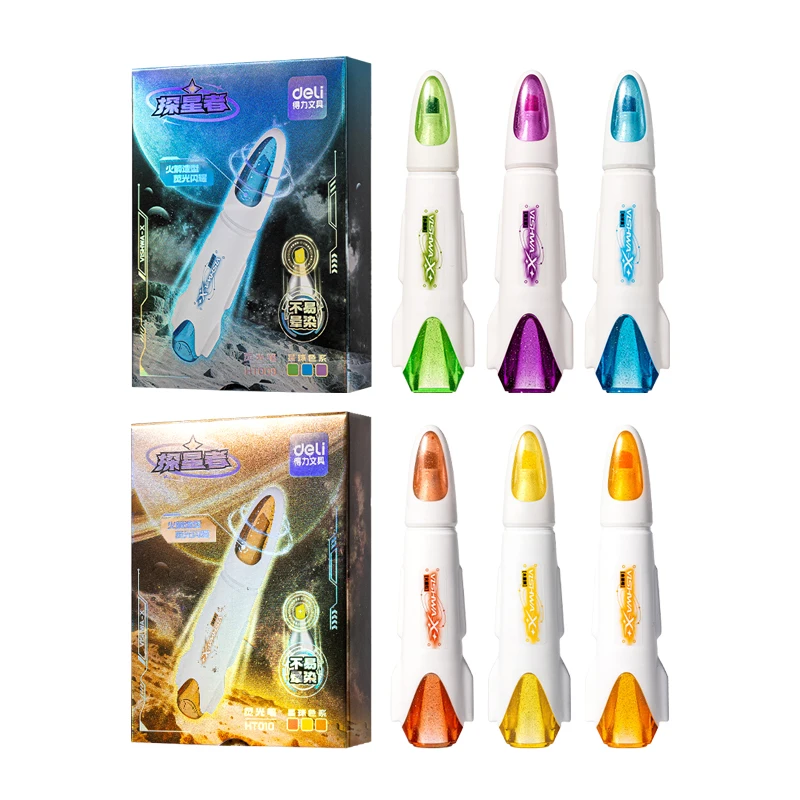 Deli 3pcs Highlighter Pens Fluorescence Pens Art Marker Pens Stationery Drawing Painting Kawaii Pens Gift School&Office Supplies