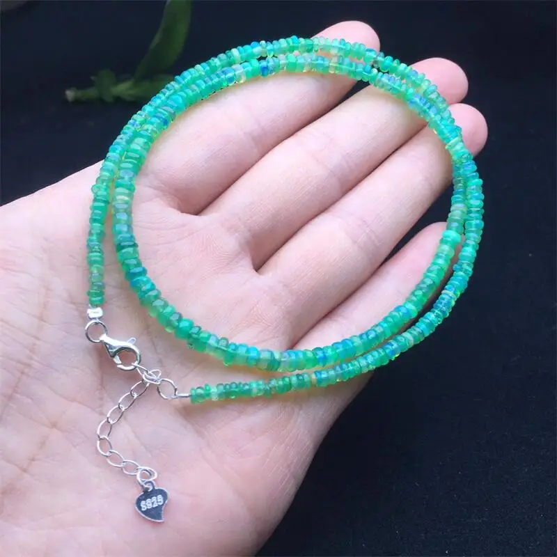 3.8MM Natural Green Opal Collarbone Necklace Rough Stone Fashion Jewelry Healing Lucky Necklace Gift 1PCS