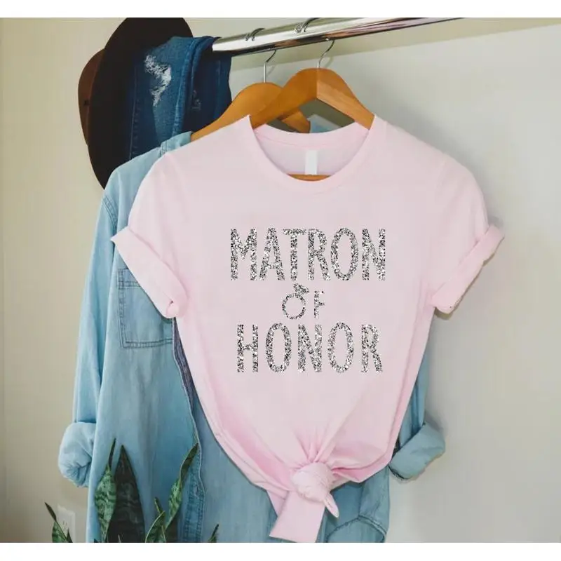 

Matron of Honor T Shirt Bridesmaid Bridal Party Wedding Bachelorette For