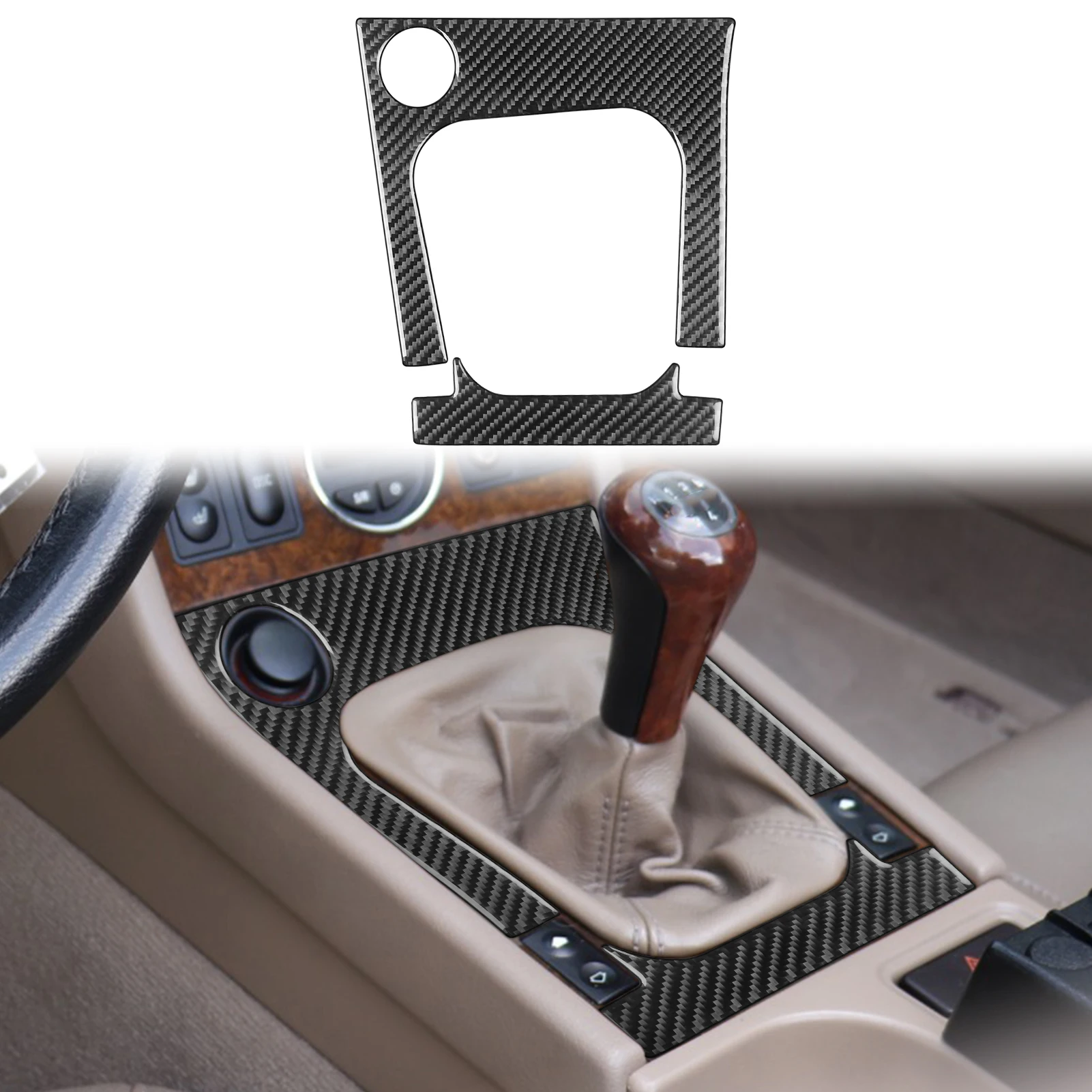 For BMW Z3 1998-2002 Carbon Fiber Central control Gear Shift Panel Trim Cover Car Interior Accessories Decorative Stickers