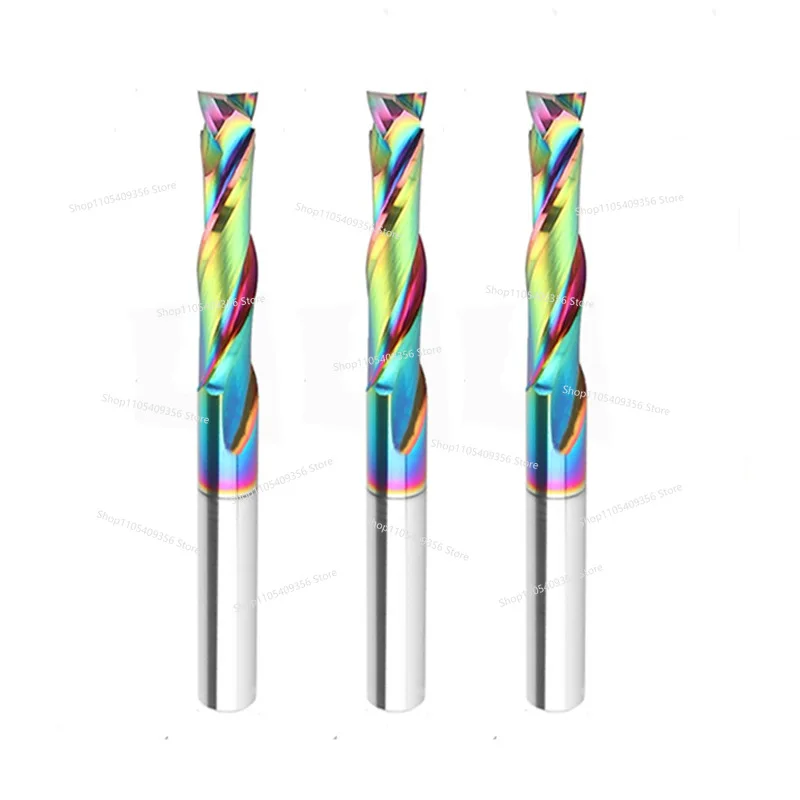 For Double Edges Composite Milling Cutters, Colorful Coated Woodworking, Acrylic, Tungsten Steel, Engraving Spiral Cutter Head