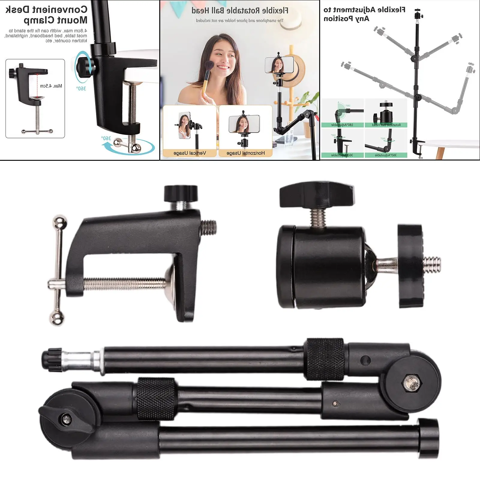 Akcesoria do uchwytów biurkowych Stojak Uchwyt na kamerę internetową Przestrzeń robocza Elastyczny uchwyt na telefon Biurko