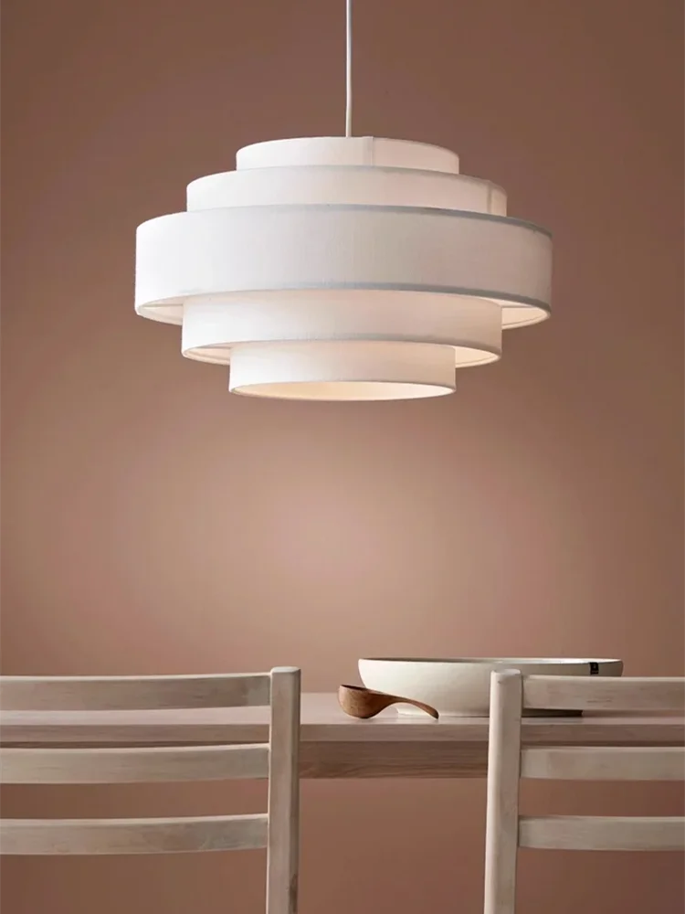 

Nordic wabi sabi Pendant light tiered Fabric Pendant Light White cloth lampshade for Living Room Bedroom island light fixtures