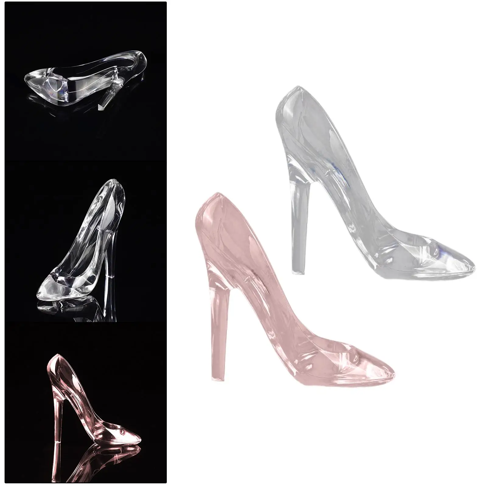 Clear Shoes Ornaments, High Heeled Slipper ,Candy Holders ,Princess Shoes for Bride