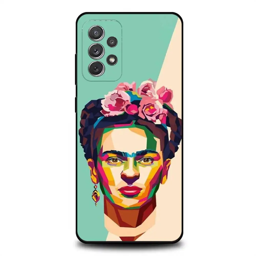 F-Frida-s K-Kahlo-g Art Funda de teléfono para Samsung S 25,24,23,22,30,21,10,9,Ultra,Plus,Lite,FE,4,5G Funda blanda negra