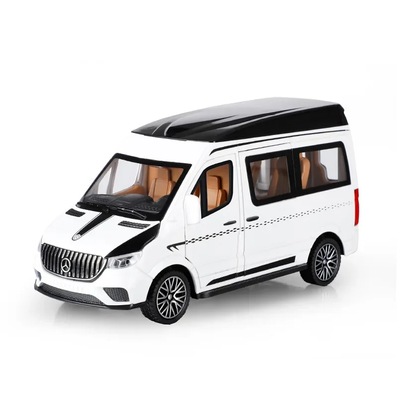 1:24 Alloy Bus Benz Sprinter MPV Van Alloy Toy Car Diecast MPV Model Sound Light Pull Back Children Gift Boys For Toys