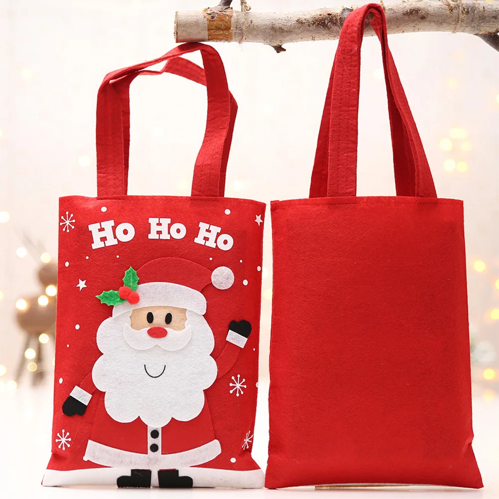 

Christmas Gift Bags Red Santa Claus Pattern Portable Cartoon Tote Candy Chocolate Party Favors Eco Friendly Bread Biscuit Candy