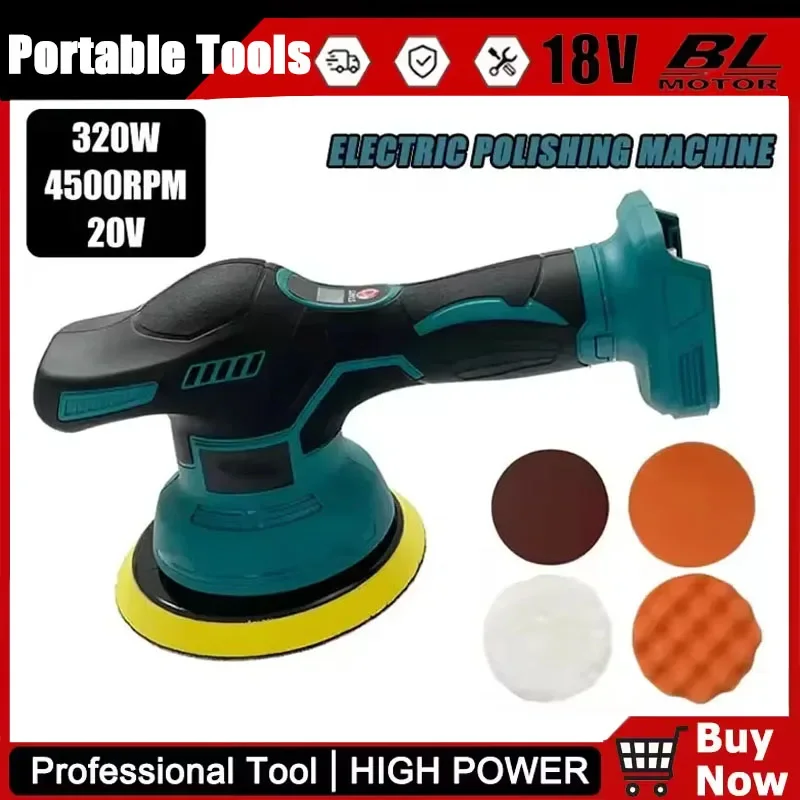

For Makita Cordless Car Polisher Machine 8 Gears Electric Waxing Repairing Wireless Buffing Polisher 18V-20V Battery