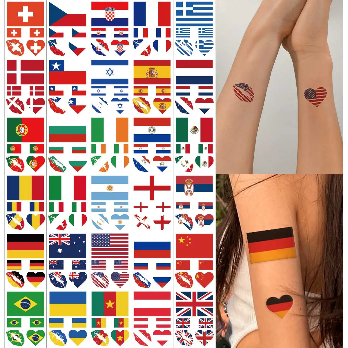 

1pc National Flag Temporary Tattoo Sticker Face Arm Art Men Women Fake Tatoo World Brazil Russia America Football Game Tattoos