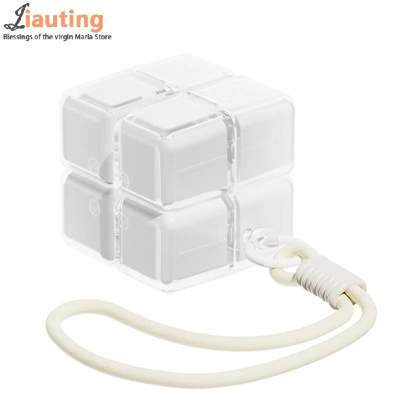 Magic Cube Pill Box With Lanyard Portable Pill Box Medicine Packaging Box Suitable For Pocket Travel Vitamin Tablet Storage Box