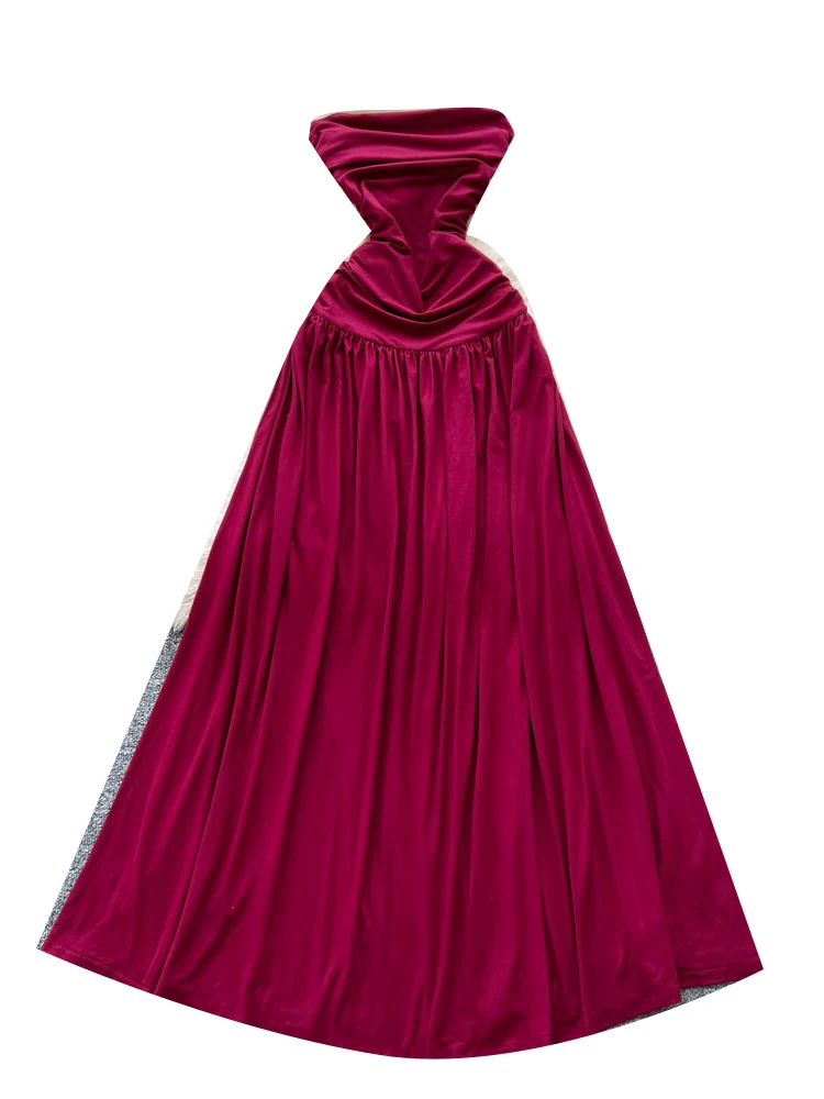 فستان نسائي طويل أنيق على شكل حرف a مثير مكشوف الأكتاف بحاشية كبيرة تصميم تنحيف تنورة جميلة نمط مناسب للتنقل فستان صيفي