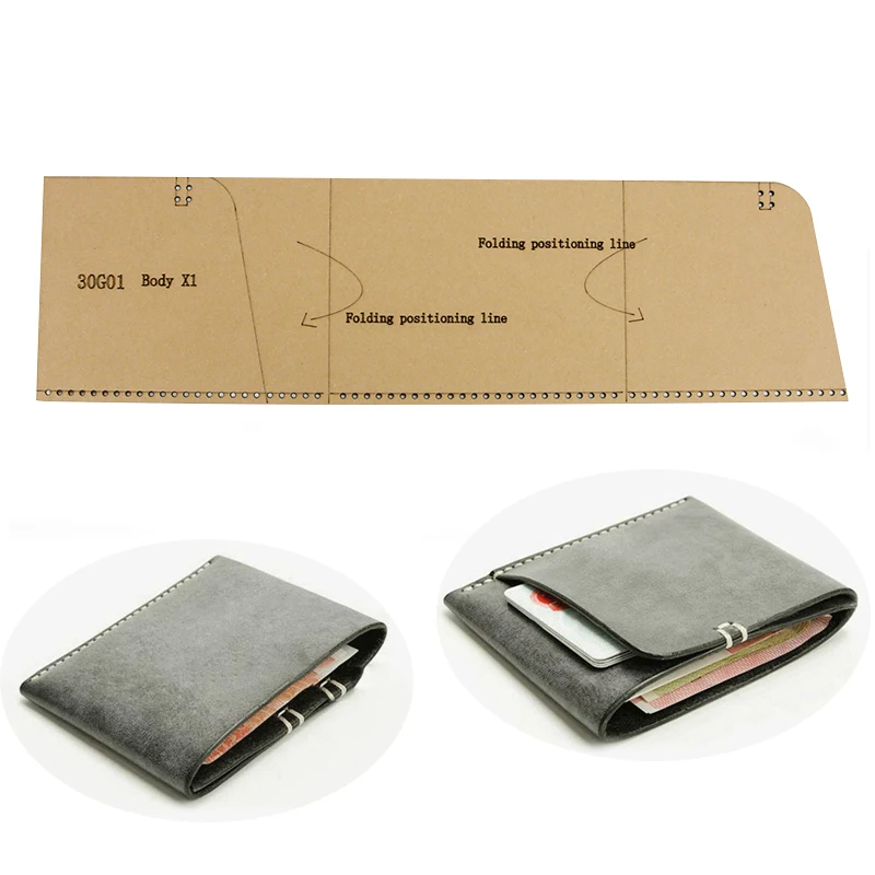 YOMDID Wallet Card Bag Handmade Leather Template Paper Stencil Practical Leather Tool DIY Leathercraft Sewing Pattern Supplies