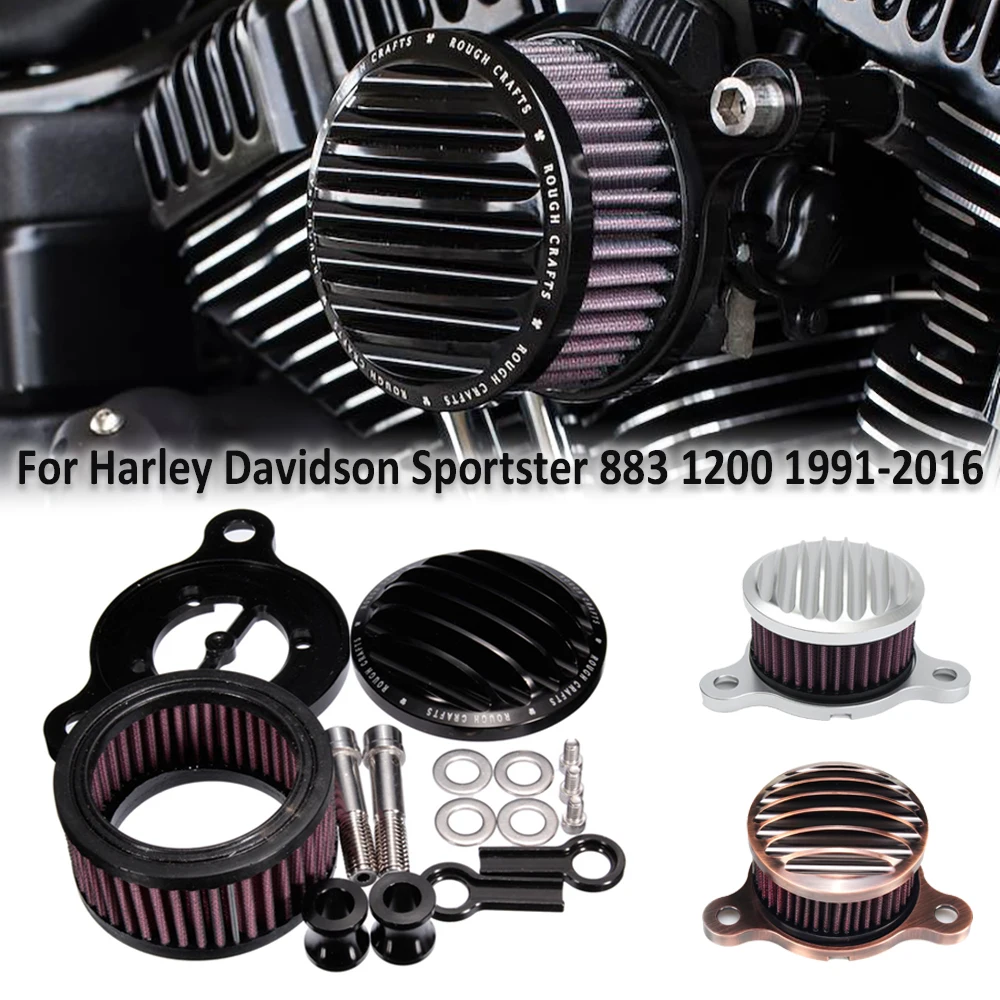 

For Harley-Davidson Sportster 883 1200 1991-2016 Iron 883 Motorcycle Air Cleaner Intake Filter System CNC Aluminum 2009-2016