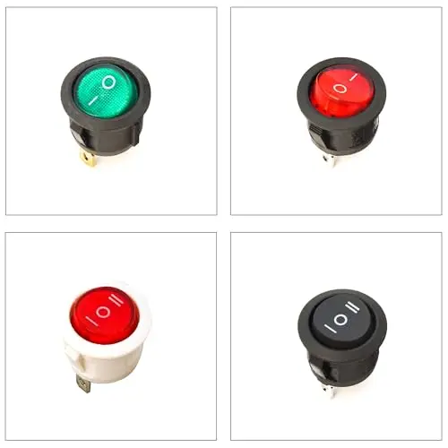 20mm Round Rocker KCD1 Switch Assorted Kit, Round Rocker Switch 2Pin 3Pin Snap-in ON/Off ON/Off/ON  (Round-Switch)