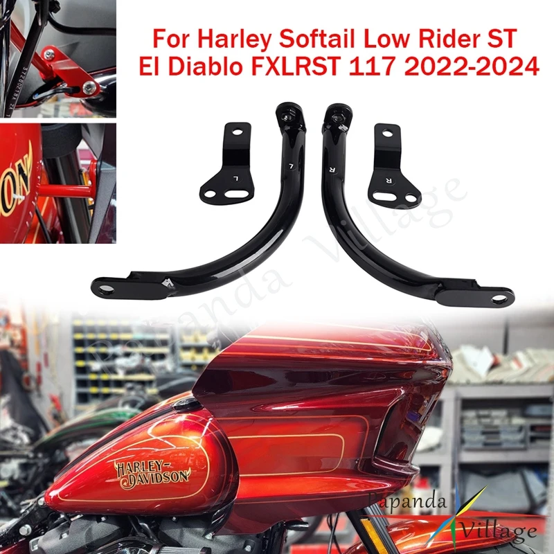 

Black Motorcycle Steel Fairing Support Holder Bars Bracket Mount For Harley Softail FXLRST 117 Low Rider ST EI Diablo FXRST 22+