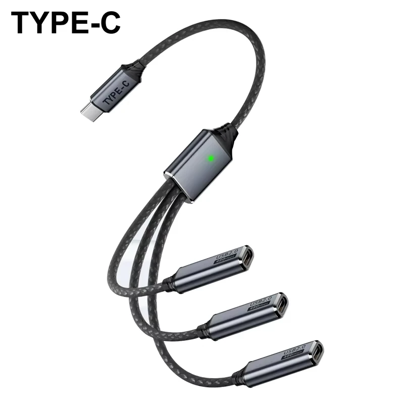 NNBILI 3-in-1 USB A/Typ-C Splitter HUB Erweiterungskabel Multi-Port-Expander Ladeadapter OTG Typ-C Ladekabel für Smartphones