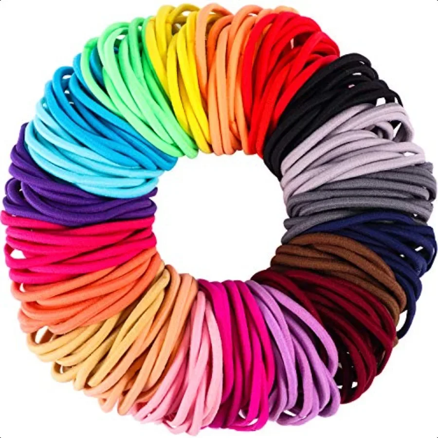 

200 Pieces Elastics Hair Ties Ponytail Holders 4MM Rubber Bands for Hair PainFree Head Accories for Women Men Multicolor
