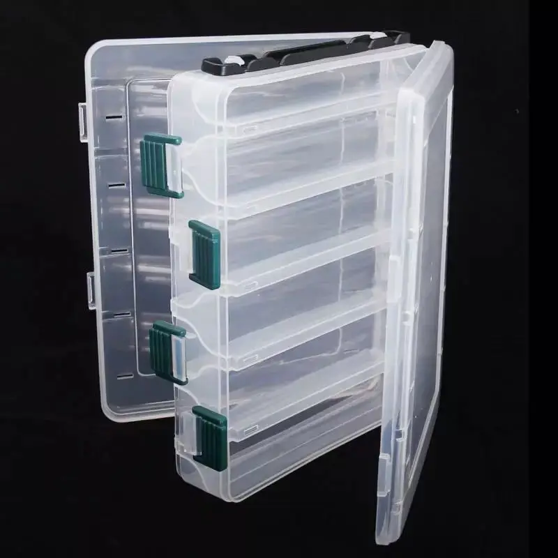 

Large Fishing Tackle Boxes Double Layer Portable Lure Storage Multi Compartments Gear Tool Box Carry Plastic Case Bait Container