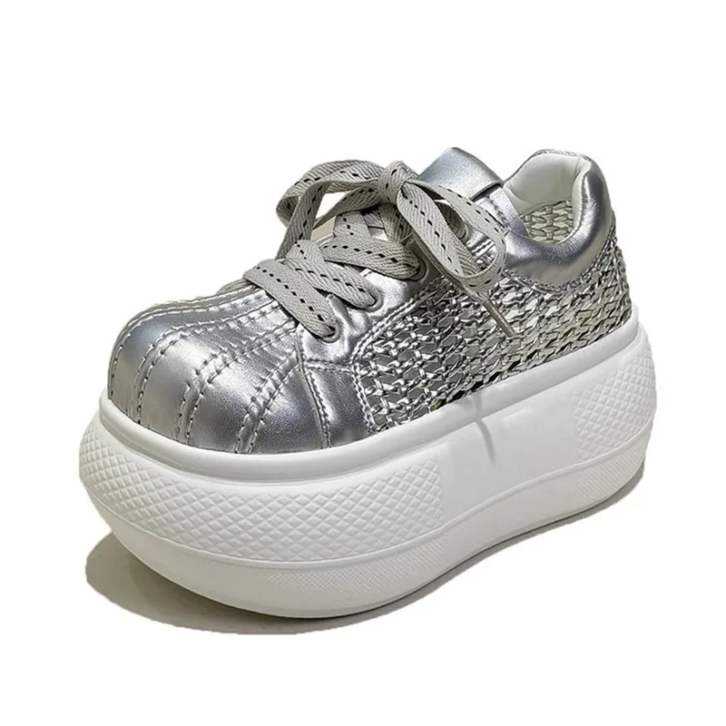 

New 2026 Summer and Autumn Ugly and Cute Big Head Thick Bottom Woven Sandals for Women's Height Increasing Casual Sports Shoes