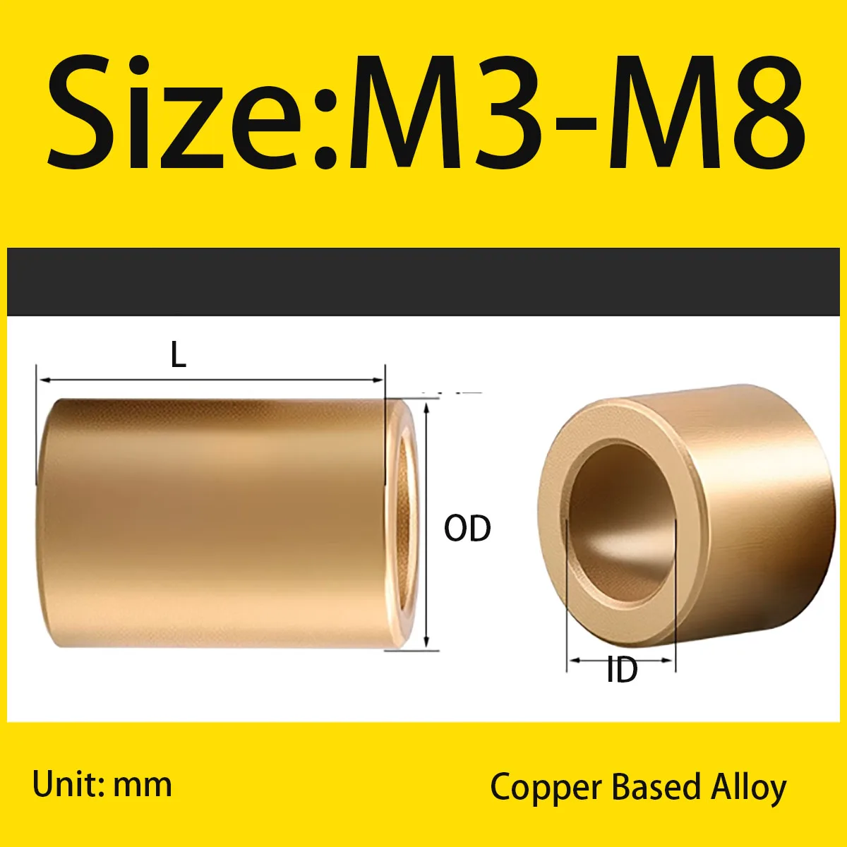 Powder Metallurgy Wear Resistant Oil Containing Copper Sleeve Brass Liner 3-8mm Inner Diameter Precision Bushing